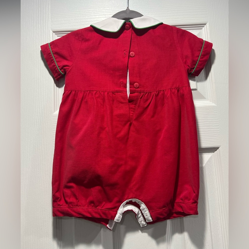 Red Baby boy Corduroy Romper with Green Tree Embroidery, 24M - Picture 3 of 5